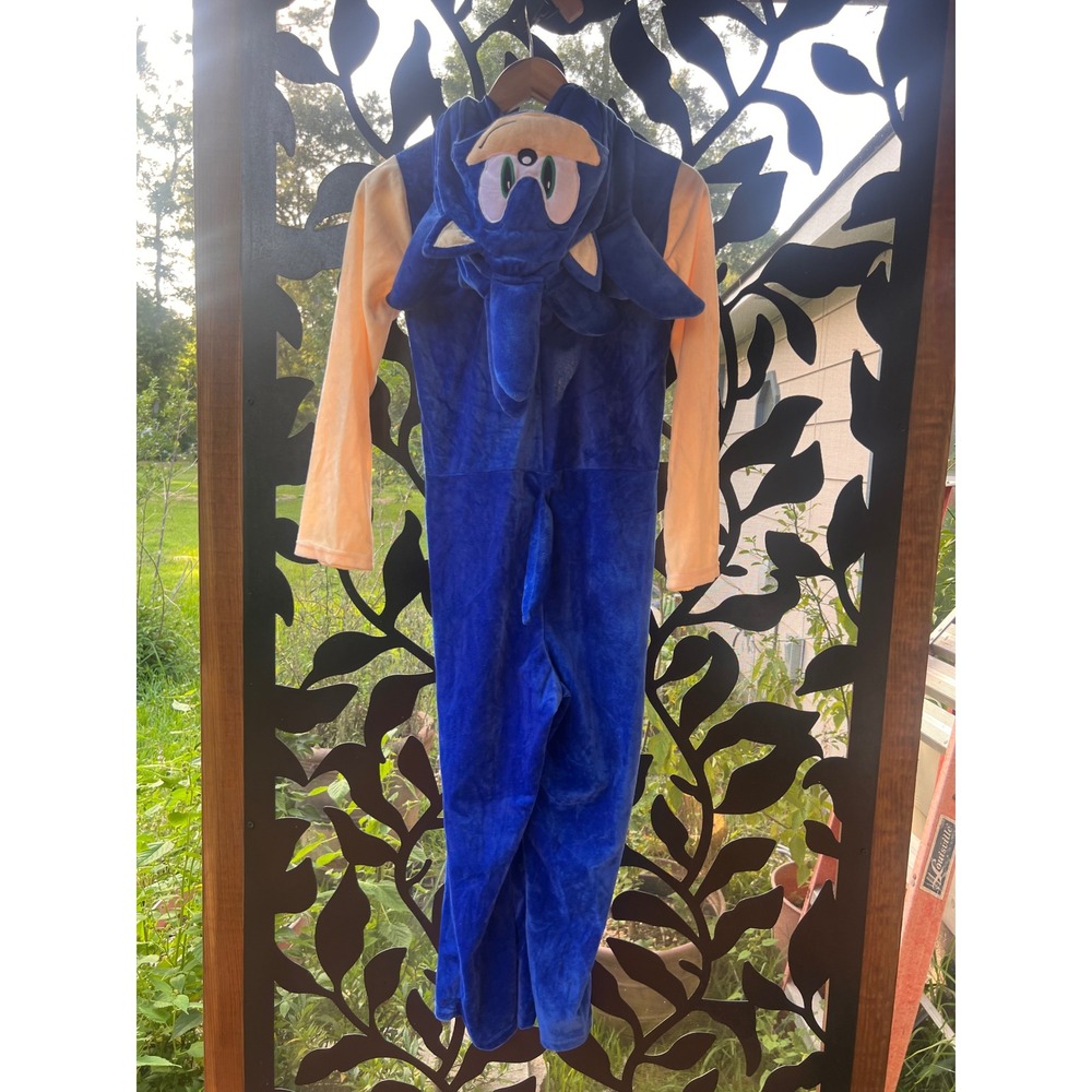 Sonic The Hedgehog Kids Plush Character Suit One Piece Pajamas Blue L - Picture 2 of 5